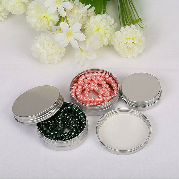 50/100pcs Durable Silver Aluminum Cosmetic Pot Lip Balm Jar Containers Empty Tin