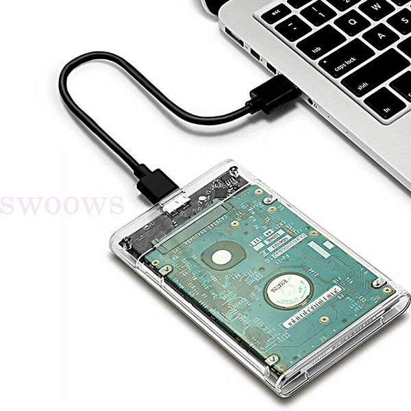 Hard Drive Enclosure USB 3.0 To SATA 2.5" External HDD SSD Case Disk TRANSPARENT