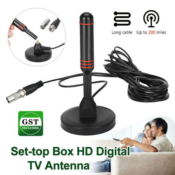 TV Antenna Portable Digital Freeview Aerial Ariel Caravan Indoor Outdoor 200Mile