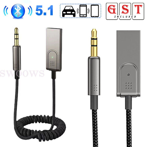 Wireless Bluetooth 5.1 Receiver Dongle Car AUX Music 3.5mm Adapter Cable AU