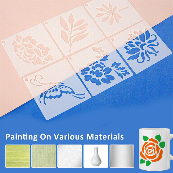 60Pcs Painting Stencils on Wood Canvas Reusable Stencil Art Template Decorative