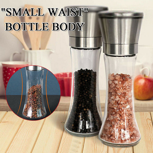 1/2/3PC Salt and Pepper Grinders Stainless Steel Glass Ceramic Mills Kitchen Set