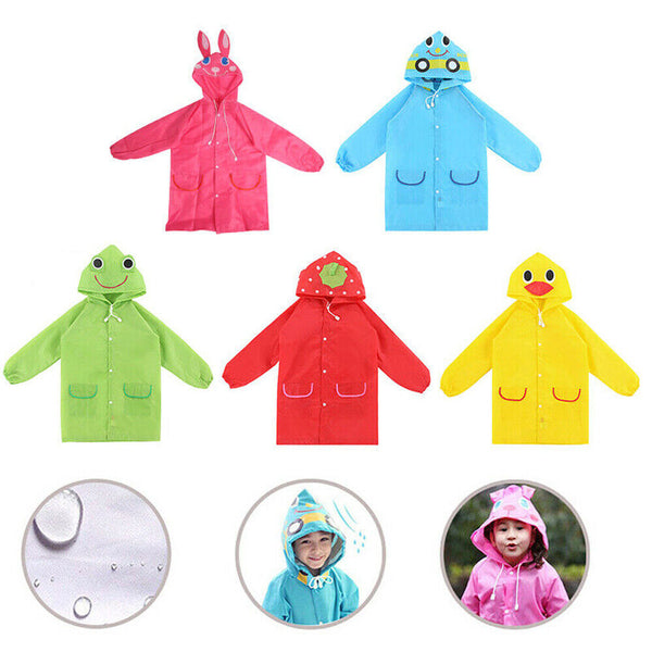 Toddler Girls Boys Baby Cartoon Raincoat Rain Hooded Poncho Coat Kids Outwear AU