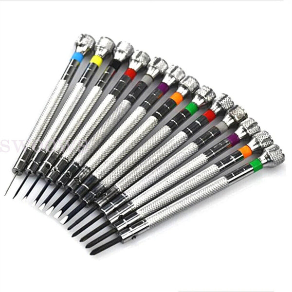 13PCS 0.6-2.0mm Slotted Cross Screwdriver Set Watchmakers Watch Repair Tools