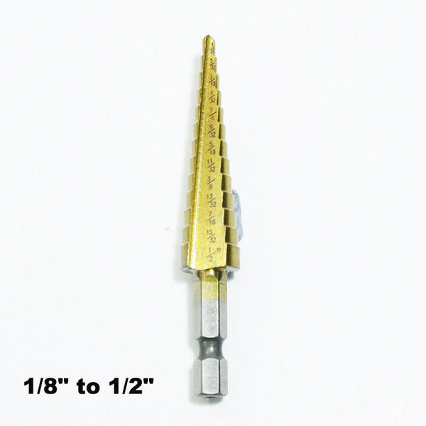 3 Pcs HSS Steel Step Cone Drill Titanium Metal Hole Cutter Bit Set