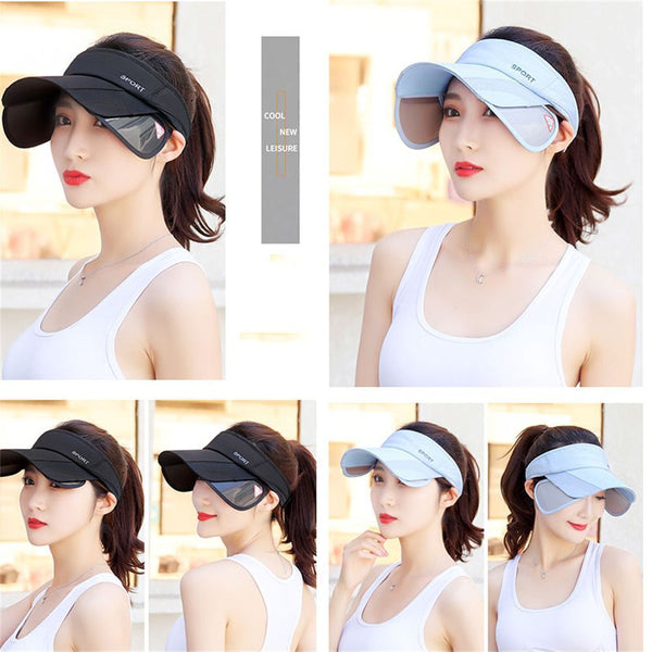 1/2 Summer Sun Visor Golf Hat Women Adjustable Golf Cap With Retractable Brim UV
