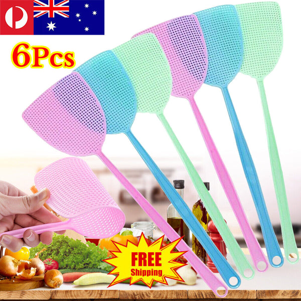 6/12x Mosquito Fly Swatter Plastic Long Handle Insect Swat Killer Catcher Manual