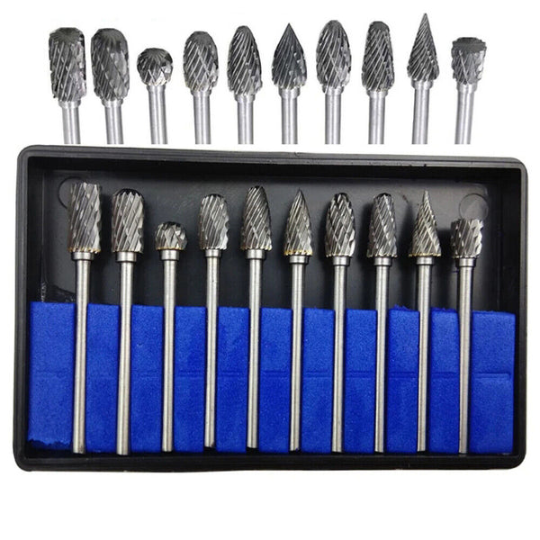 10pcs Tungsten Carbide Point Burr Die Grinder Shank Rotary Drill Bits Set New