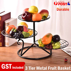 3 Tier Metal Fruit Vegetable Basket Bowl Holder Stand Storage Kitchen Decorative