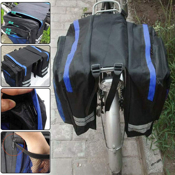 1-3x 25L Bike Bicycle Rear Rack Pannier Bag Waterproof Seat Box Zipper Camping