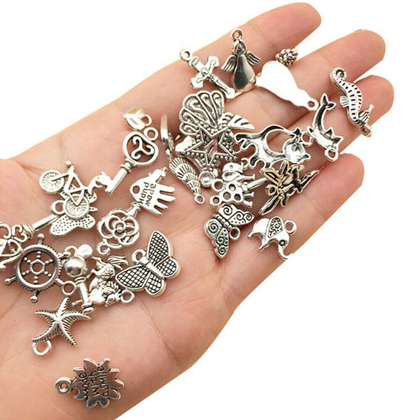 100pcs Bulk Tibetan Silver Mix Charm Pendants Necklace Jewelry Making DIY Craft