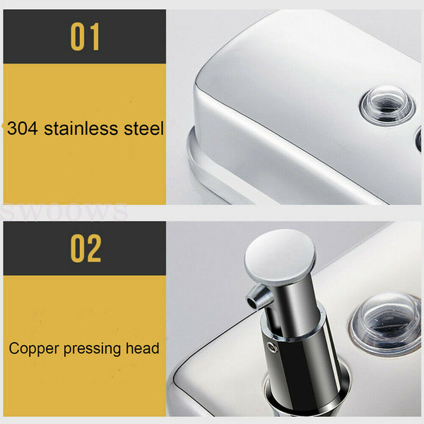 STAINLESS STEEL COMMERCIAL GRADE POLISHED LOTION SOAP DISPENSER 500/800/1000ML