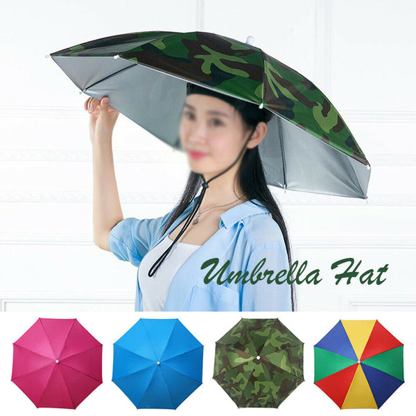 Sun Umbrella Hat Outdoor Rain Foldable Golf Fishing Camping Headwear Head Cap AU