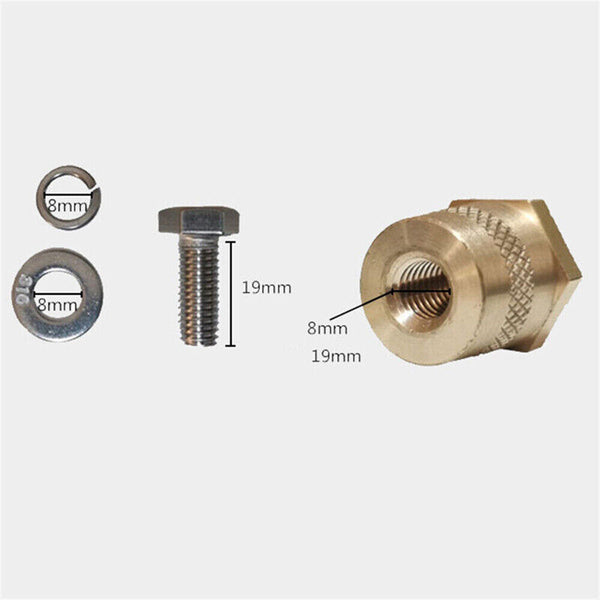 2pcs M8 Battery Terminal Connector Brass Tone Post Adapter/Stud Screws Nuts AU