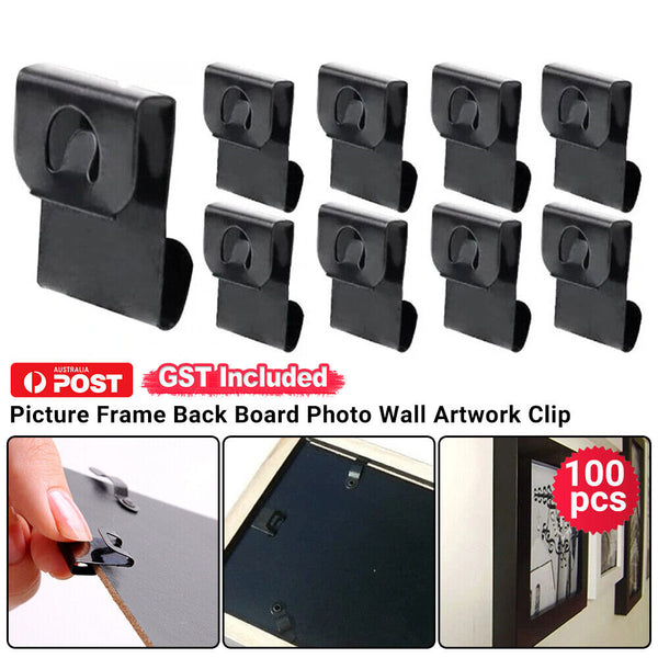 100pcs Picture Frame Back Board Photo Wall Artwork Clip Over Hanger Hook AU