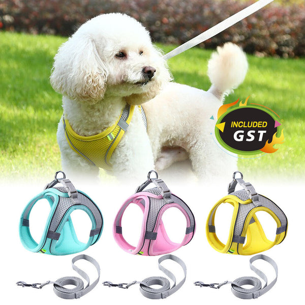 Pet Dog Harness Adjustable Reflective Breathable Outdoor Collars Strap Cat Leash