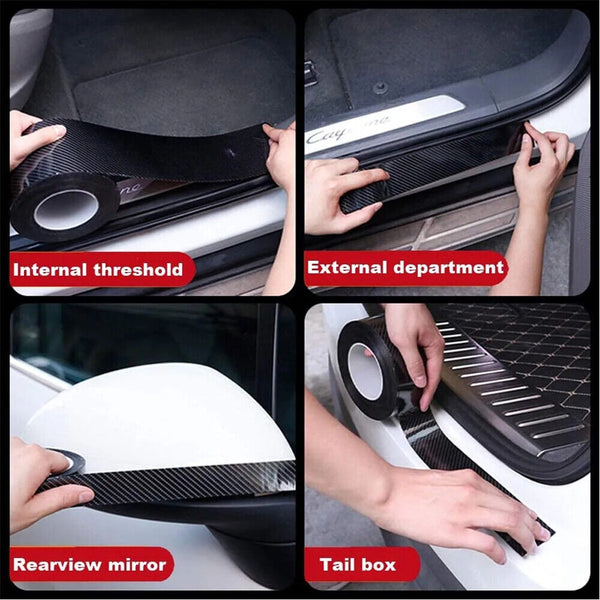 Car Door Sill Protector Edge Sticker Carbon Fiber Rubber DIY Bumper Guard Strip