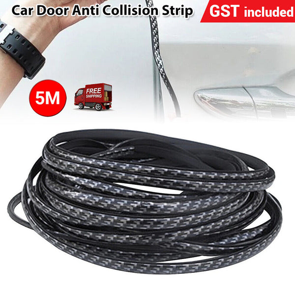 5M Carbon Fibre Car Door Anti Collision Strip Bumper Trim Edge Scratch Protector