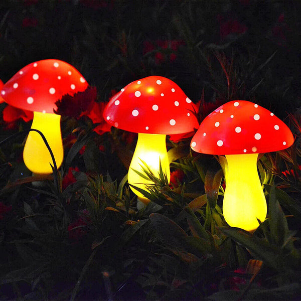 Solar Mushroom Fairy String Lights LED Outdoor Garden Ornament Statues Yard Deco