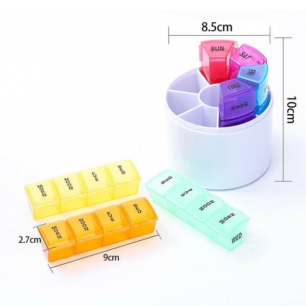 Pill Box 7-day Large organiser Tablet Container Case Medicine Storage Dispenser