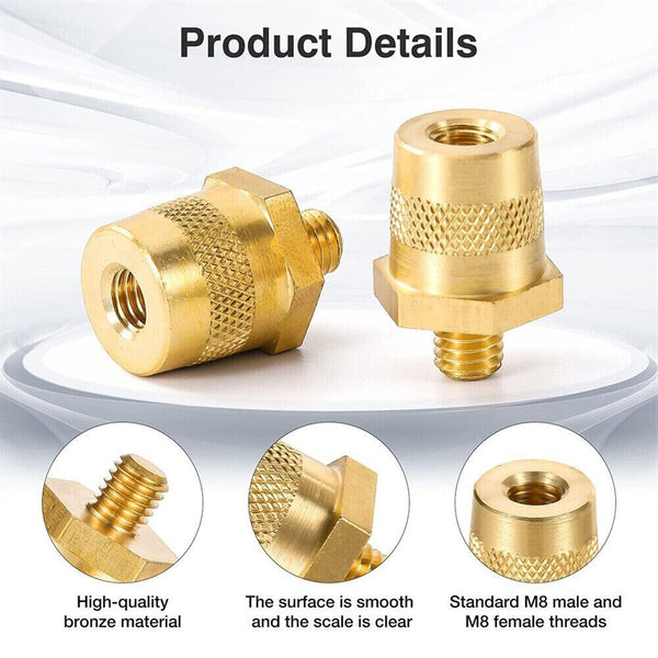 2pcs M8 Battery Terminal Connector Brass Tone Post Adapter/Stud Screws Nuts AU