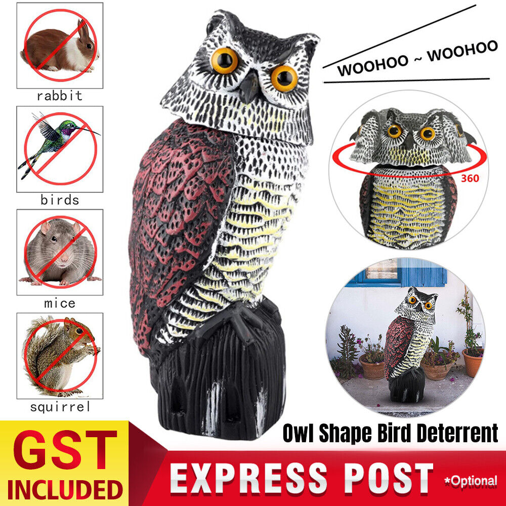 Bird Deterrent Realistic Owl Decoy Pigeon Crows Scarer Scarecrow Repeller Patio