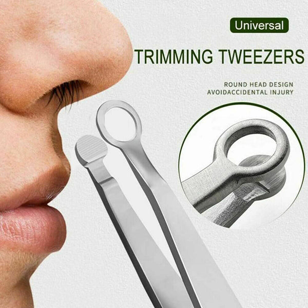 Universal Nose Hair Trimming Tweezers Stainless Steel Round Tip Nasal Cleaning