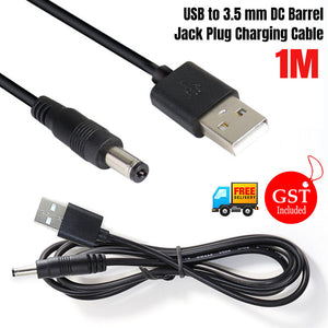 USB to 3.5mm /1.35 mm 5 Volt 5V 2A DC Barrel Jack Plug Charging Power Cable Cord