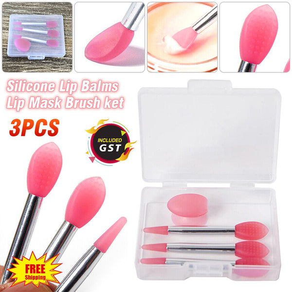 3PCS Silicone Lip Balms Lip Mask Brush with Sucker Dust Cover Makeup Applicator