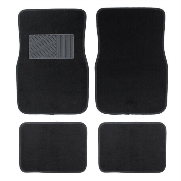 Car Floor Mats Universal 4PCS Carpet Front Rear Set Anti-slip Charcoal Black NEW