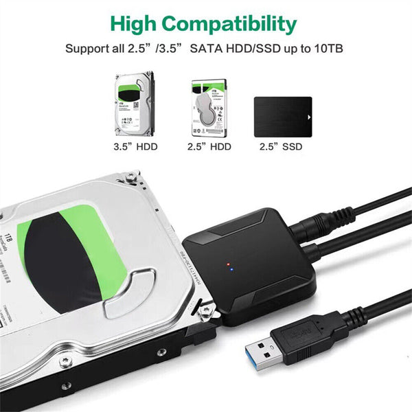 USB 3.0 to 2.5"/3.5" SATA Hard Drive Adapter Cable/UASP to USB3.0 Converter AU