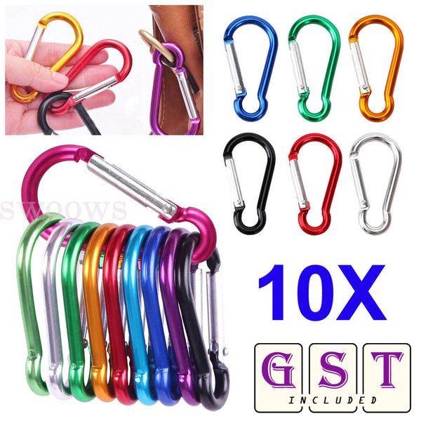 UP 100pcs Aluminum Carabiner Snap Hook D-Ring Clip Key chain Clips Clasp Hiking