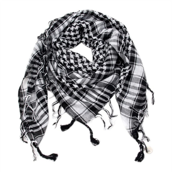 Neck Scarf Tactical Scarves Unisex Shawl Military Check Wrap Black White Grid