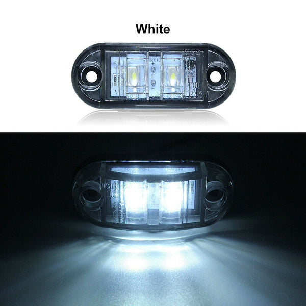 2X Cool White 12v LED Side Marker Clearance Lights Indicators Trailer Caravan RV