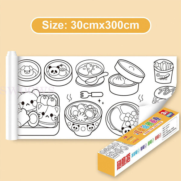 Children's Drawing Roll W/12Pens,DIY Sticky Filling Paper Early Educational Gift