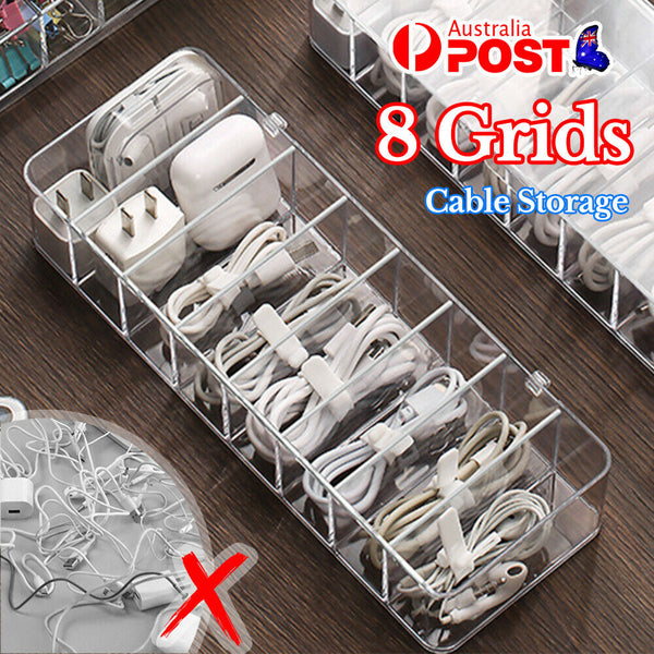 8Grids USB Cable Storage Box with Lid Desktop Wire Organizer Holder  Home Office