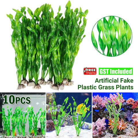 10X Artificial Fake Plastic Water Grass Plants Fish Tank Decor Aquarium Ornament