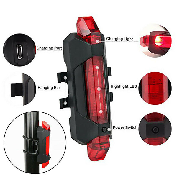 Waterproof Rechargeable LED Bike Bicycle Light USB Cycle Front Back Headlight AU