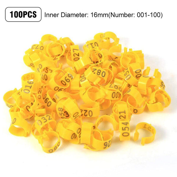 100X 001-100 Numbered 8/16 mm Pet Poultry Goose Chicken Duck Leg Band Rings AU