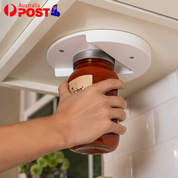 Under Cabinet Jar Opener Undermount Lid Gripper Bottle Opener + Can Cover