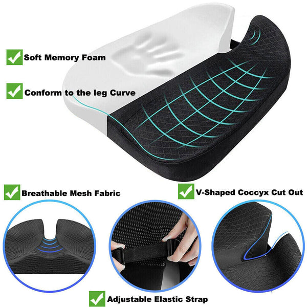 Universal Memory Foam Car Seat Cushion Driving Pain Relief Driver Booster Pad