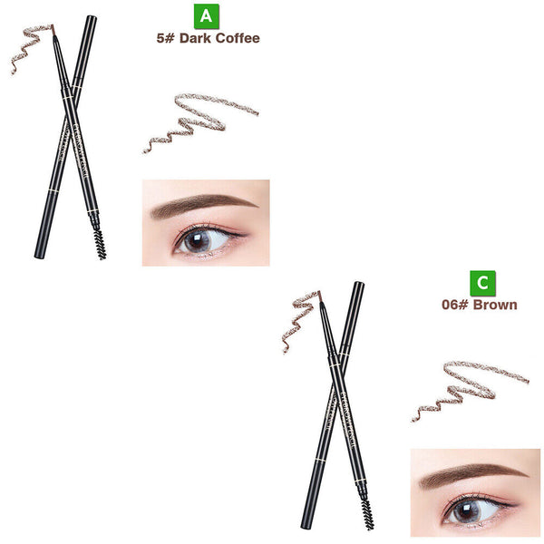 Slim Eyebrow Pencil Waterproof Eye Brow Eyeliner Pen With Brush Makeup Cosmetic