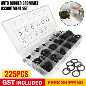 225Pcs Auto Rubber Grommet Assortment Set 7 Popular Sizes Fastener Kit Blanking