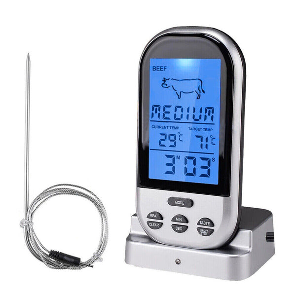 Food Meat Oven BBQ Thermometer Digital Wireless Remote Probe Cooking Set Grill