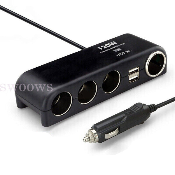 4 Way 12V USB Car Cigarette Splitter Lighter Charger Socket Adapter Plug Power