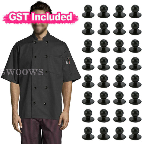 Chef Jacket Buttons 30 X Black Chefs Button Replacement pack set stud