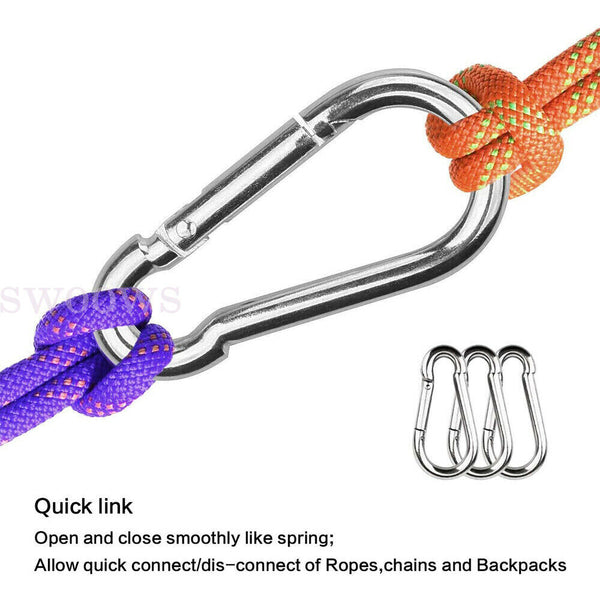 UP 100pcs Aluminum Carabiner Snap Hook D-Ring Clip Key chain Clips Clasp Hiking