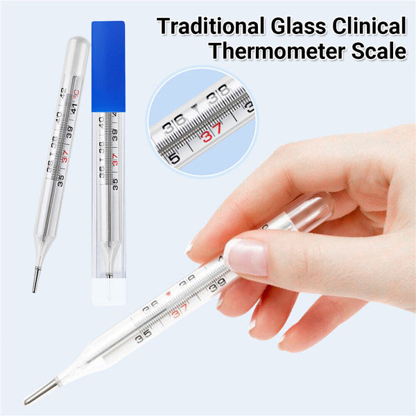 1x Adult Kids Thermometer Scale Traditional Glass Clinical Accuracy Mercury Free