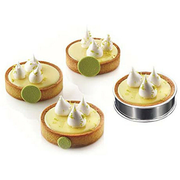 4PCS Tart Rings Perforated Mousse Cake Mold Pastry Mould Baking Circle Cutter AU