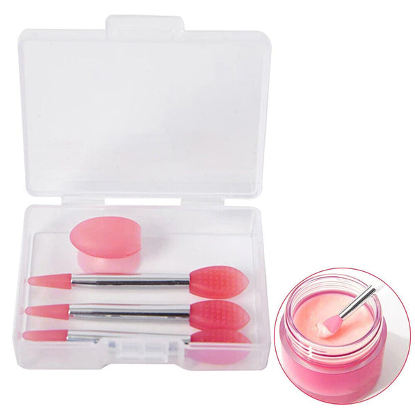 3PCS Silicone Lip Balms Lip Mask Brush with Sucker Dust Cover Makeup Applicator